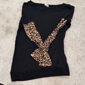 PINK Victoria's Secret Black Top with Leopard Accents